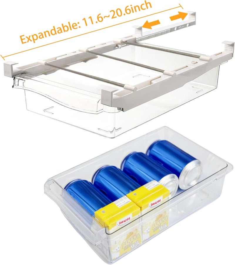 URALFA 2 Pack Fridge Drawer Organizer Egg Holder For Refrigerator Pull Out, Refrigerator Drawers for Fruit and Vegetable, Transparent Organization and Storage Box Fit for Fridge Shelf - Image 3